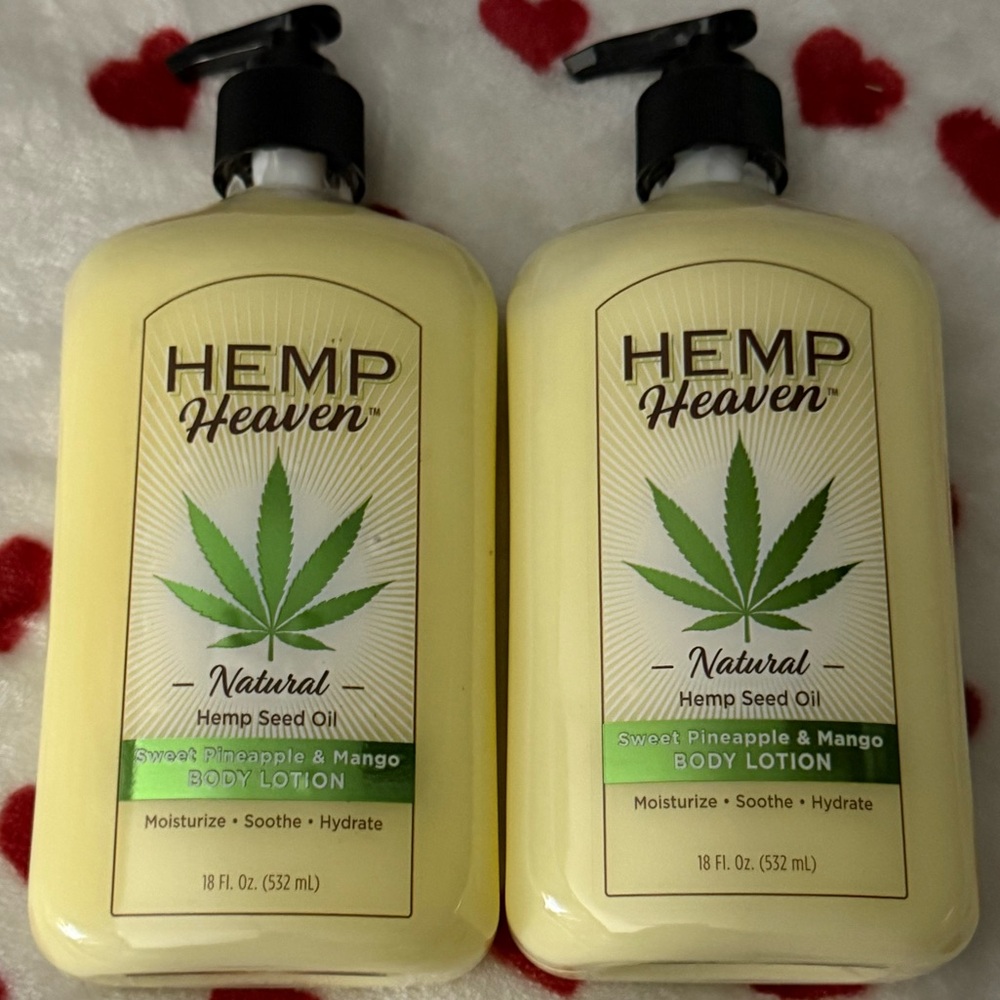Hemp Heaven Sweet Pineapple & Mango Body Lotion X2! Natural Hemp Seed Oil! New!